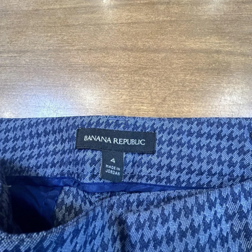 Set 2 Banana Republic Pants Womens 4 Blue Check Twill Sloan Avery Dress Career